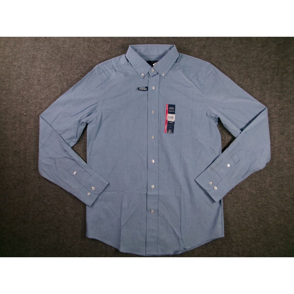 George Dress Shirt Mens S Classic Fit Wrinkle Resistant Stretch Button Down Blue